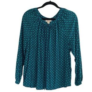 LOFT Blue Relaxed Pleated Blouse